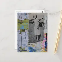 Vintage Woman Pleasantville Collage Postcard
