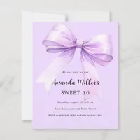 Lavender bow elegant Sweet 16 invitation