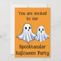 Orange Spooktacular Halloween Ghost Party Invitation