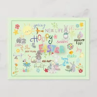 Hoppy Easter WordArt Greetings Postcard