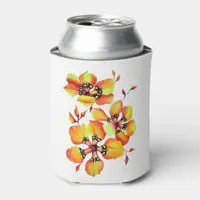 Elegant Orange Sparaxis  Hand-Painted Retro Can Cooler