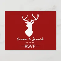 Rustic Country Deer Mountain Wedding RSVP Invitation Postcard