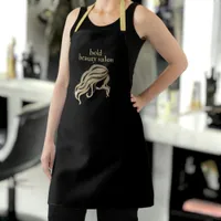 Custom Beauty Salon Co. Name Black & Gold Staff Apron