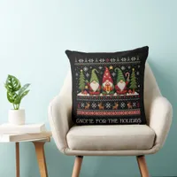 Funny Colorful Pixelated Gnome for the Holidays Throw Pillow