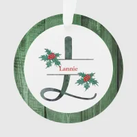 *~* Letter L  Rustic Christmas PHOTO Wood AP44 Ornament