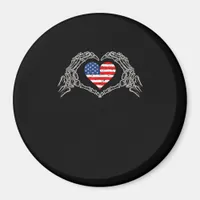 Skeleton Hand Heart 4th Of American Flag Patriotic Magnet