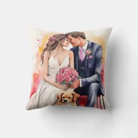 Beautiful Wedding Couple Watercolour Throw Pillow