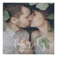 Elegant Romantic Family Typography Photo Faux Canvas Print