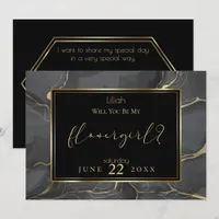 Elegant Black and Gold  Will You Be My Flower Girl Invitation
