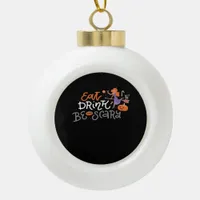 Eat Drink And Be Scary Funny Halloween Ceramic Ball Christmas Ornament