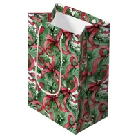 Evergreens Holly and Red Ribbons Medium Gift Bag