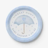 Blue Umbrella Baby Shower  Paper Plates