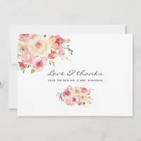 Blush and Sage Green Watercolor Floral Wedding Thank You Card
