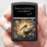Luminous Pelican in a Fantasy Paradise Zippo Lighter