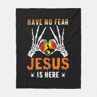 Jesus Is Heart Skeleton Hand Minimal Design Fleece Blanket