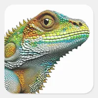 Cool Looking Lizard AI Art Square Sticker