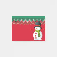 Snowman Red & Green Chevron Pattern Ribbon Post-it Notes