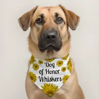 Yellow Scattered Sunflowers Dog of Honor Wedding Pet Bandana Collar