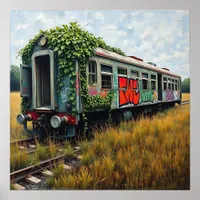 Ivy and Graffiti  Covered Abandoned Train  Poster