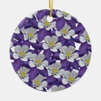 Columbine Flower Pattern Ceramic Ornament
