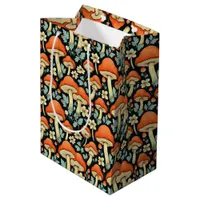 Retro Mushrooms Vintage Flowers Medium Gift Bag