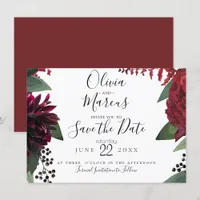 SAVE THE DATE | Elegant Burgundy Marsala Floral Invitation