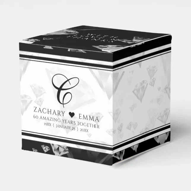 Elegant 60th 75th Diamond Wedding Anniversary Favor Boxes