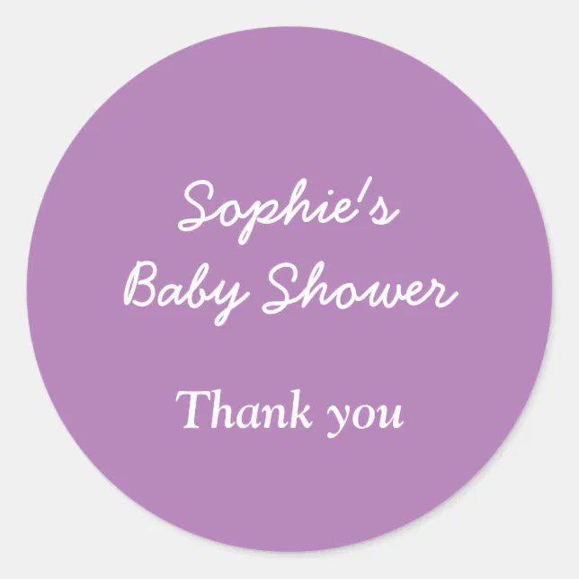 Baby Shower Soft Purple Thank You Sticker