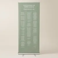 200 Guest Sage Green Wedding Seating Chart Retractable Banner