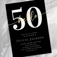 Hello 50 Fiftieth Birthday Party Invitation