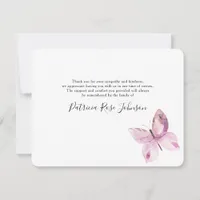 Pink Butterfly Funeral Memorial Thank You Note