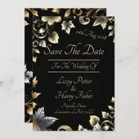 Elegant Black and Gold Floral Range Save The Date