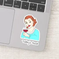 Today's Mood, Retro Lady with Glass of Red Wine Sticker