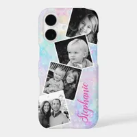 Pastel Rainbow Bubbles Photo Collage Personalized iPhone 17 Case