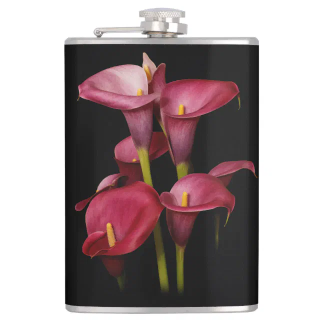 Elegant Purple Calla Lilies Flask