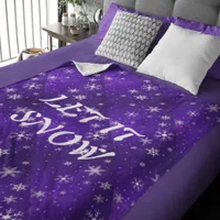 White Snowflakes Blue-Purple Backgd Fleece Blanket