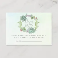 Watercolor Succulents Baby Shower Diaper Raffle Enclosure Card