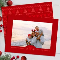 Red Nordic Sweater Christmas Photo Card