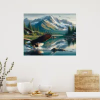 Majestic Eagle Capturing Fish at Sunrise  Poster