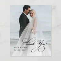 Budget Simple Handwritten Photo Wedding Thank You 