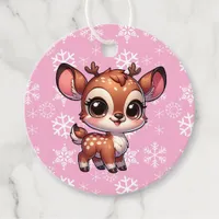 Cartoon Chibi Reindeer Christmas Favor Tags