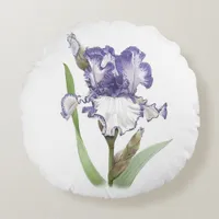 Purple Ruffled Iris Round Pillow