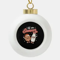 Tis Season Retro 70s 80s Vintage Groovy Cute Ceramic Ball Christmas Ornament