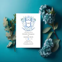 Floral Monogram Crest Couples Shower Invitation