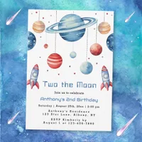 Two the Moon 2nd Birthday Invitation