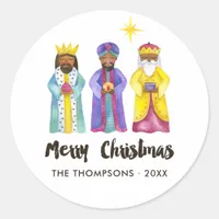 Watercolor Nativity Christmas Classic Round Sticker