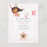 Pink and Gold Princess Girl 2nd Birthday Party Invitation Postcard