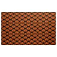 Gingham Checkered Burnt Orange Black Fabric