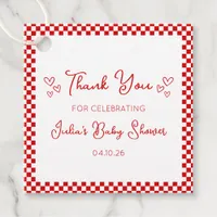 Thank You Italian Red Baby or Bridal Shower  Favor Tags