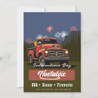 Vintage Red Truck 4th of July BBQ and Dinner Invitation